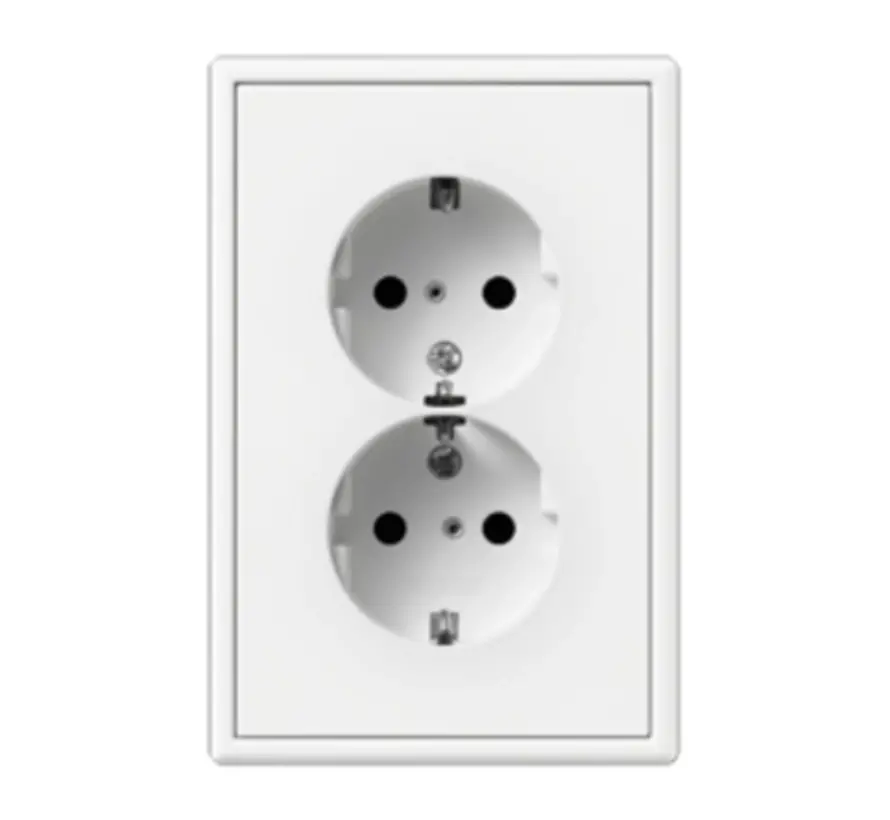 wandcontactdoos 2-voudig randaarde Safety+ voor ovale 1,5 inbouwdoos LS990 sneeuwwit mat (LS 5015 KI WWM)