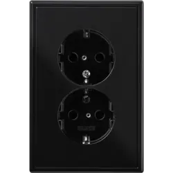 JUNG wandcontactdoos 2-voudig randaarde voor ovale 1,5 inbouwdoos LS990 zwart glans (LS 5015 SW)