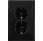 wandcontactdoos 2-voudig randaarde voor ovale 1,5 inbouwdoos LS990 zwart glans (LS 5015 SW)