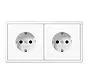 wandcontactdoos 2-voudig met randaarde voorbedraad voor duo-inbouwdoos LS990 alpine wit (LS 1520-2 WW)