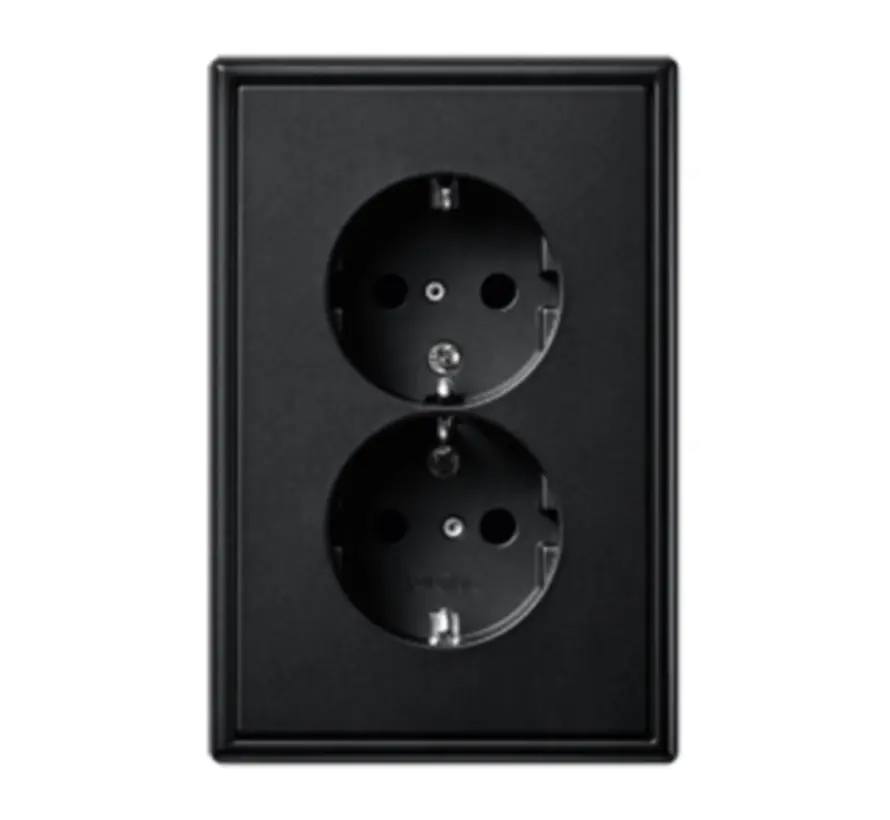 wandcontactdoos 2-voudig randaarde Safety+ voor ovale 1,5 inbouwdoos LS990 grafietzwart mat (LS 5015 KI SWM)
