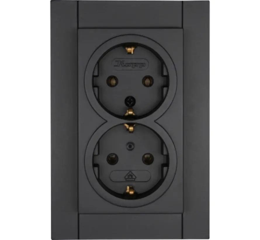 wandcontactdoos 2-voudig randaarde voor enkele inbouwdoos HK07 Athenis antraciet (929515007)