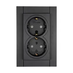 Kopp wandcontactdoos 2-voudig randaarde Safety+ voor enkele inbouwdoos HK07 Athenis antraciet (940215003)