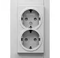 wandcontactdoos 2-voudig randaarde Safety+ voor enkele inbouwdoos HK07 Athenis staal grijs (940247006)