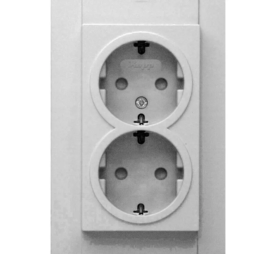 wandcontactdoos 2-voudig randaarde Safety+ voor enkele inbouwdoos HK07 Athenis staal grijs (940247006)