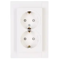 Kopp wandcontactdoos 2-voudig randaarde Safety+ voor enkele inbouwdoos HK07 Athenis helder wit glans (940229004)