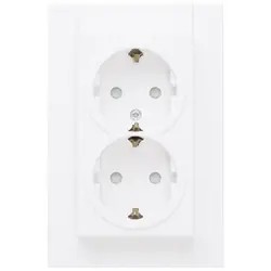 Kopp wandcontactdoos 2-voudig randaarde Safety+ voor enkele inbouwdoos HK07 Athenis arctic wit mat (940232004)