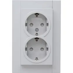 Kopp wandcontactdoos 2-voudig randaarde Safety+ voor enkele inbouwdoos HK07 Athenis grijs mat (940234006)