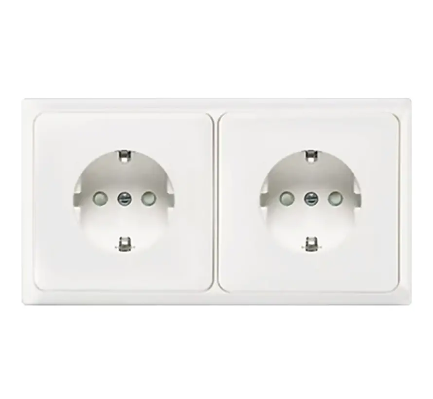 wandcontactdoos randaarde kindveilig 2-voudig vlak voor wandgoot Standard levend wit (80.6512 SI/572.02)
