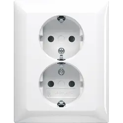 Busch-Jaeger wandcontactdoos 2-voudig randaarde kindveilig voor enkele inbouwdoos met klauwbevestiging Balance SI wit glans (202 EUJB-914)
