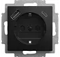wandcontactdoos randaarde kindveilig met USB type A en C Balance SI zwart mat (20 EUCB2USBAC-915)