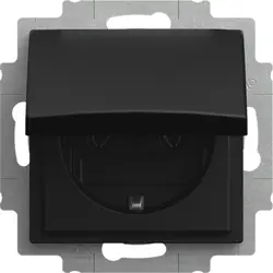 Busch-Jaeger wandcontactdoos randaarde met klapdeksel Balance SI zwart mat (20 EUKR-915)