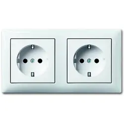 Busch-Jaeger wandcontactdoos 2-voudig randaarde voorbedraad voor duo-inbouwdoos Balance SI wit glans (20-2 EUCJ-914-503)