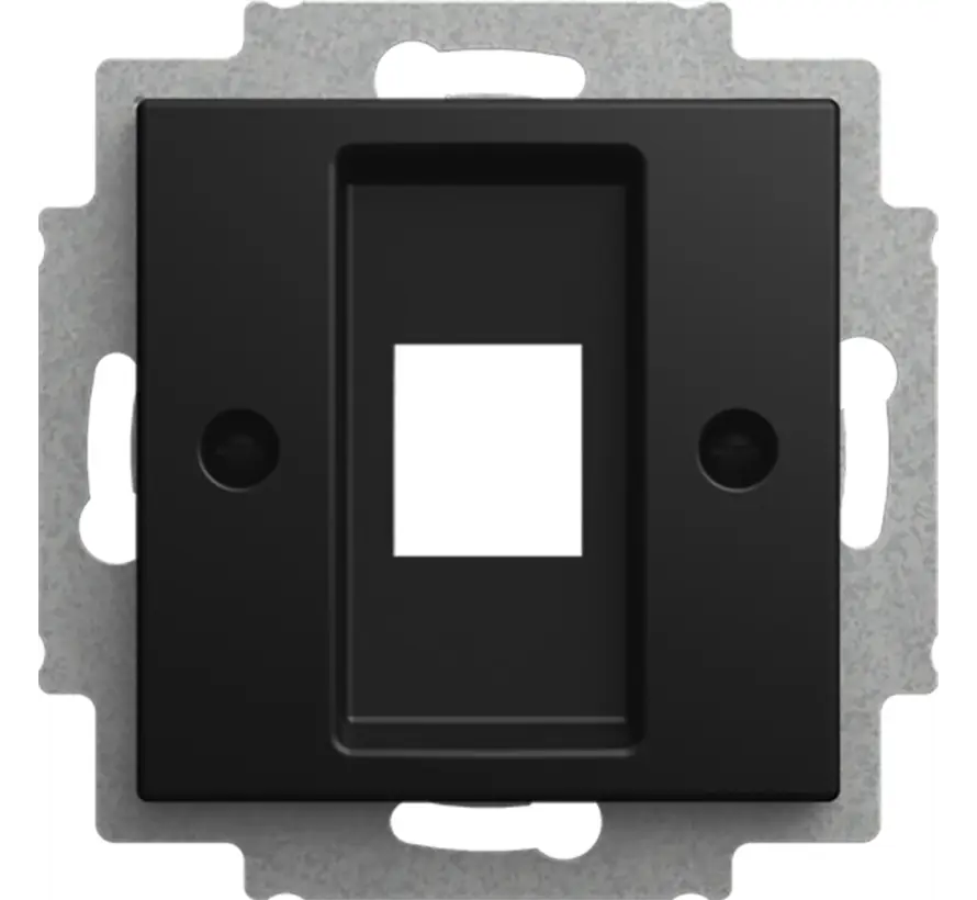 centraalplaat met draagring 1x modular jack Balance SI zwart mat (2561-915)