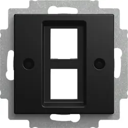 Busch-Jaeger centraalplaat met draagring 2x modular jack Balance SI zwart mat (2561-02-915)