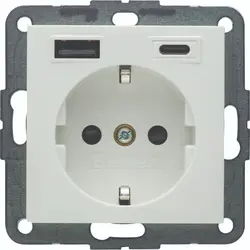 Berker wandcontactdoos randaarde USB-A en USB-C S1/B3/B7 wit mat (48141909)