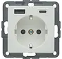 wandcontactdoos randaarde USB-A en USB-C S1/B3/B7 wit mat (48141909)