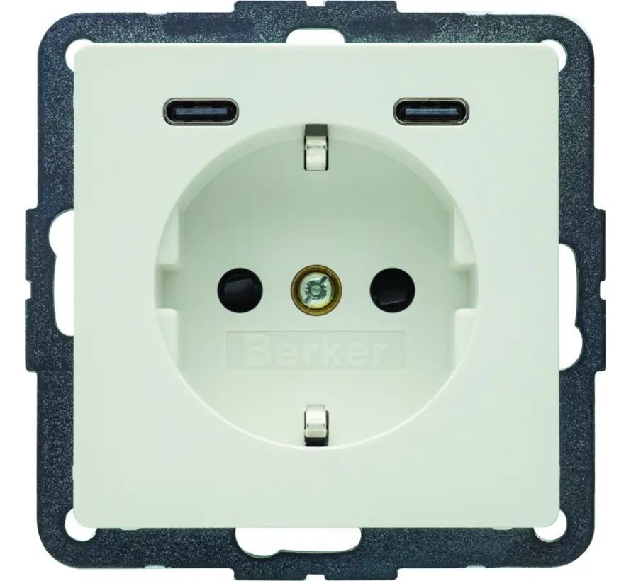 wandcontactdoos randaarde 2 x USB-C Q1/Q3/Q7 wit (48156089)