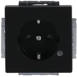 Busch-Jaeger wandcontactdoos randaarde met LED Future Linear zwart mat (20 EUCBL-885)