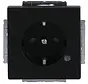 wandcontactdoos randaarde met LED Future Linear zwart mat (20 EUCBL-885)