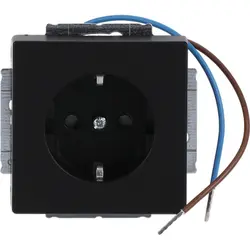 Busch-Jaeger wandcontactdoos randaarde kindveilig met orientatieverlichting Future Linear zwart mat (20 EUCBLI-885)