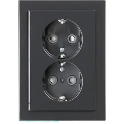 Busch-Jaeger wandcontactdoos 2-voudig randaarde Safety+ voor ovale 1,5 inbouwdoos Future Linear antraciet glans (302EUJT-81)