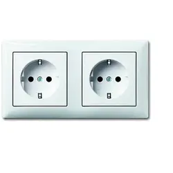 Busch-Jaeger wandcontactdoos 2-voudig randaarde voorbedraad voor duo-inbouwdoos Balance SI wit glans (20-2 EUCJ-914-503)
