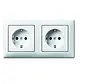wandcontactdoos 2-voudig randaarde voorbedraad voor duo-inbouwdoos Balance SI wit glans (20-2 EUCJ-914-503)