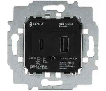 Busch-Jaeger USB-netvoeding USB-C en USB-A 3000mA (6475 U)