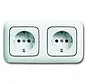 wandcontactdoos 2-voudig randaarde voorbedraad voor duo-inbouwdoos Reflex SI (20-2 EUCJ-214-503)