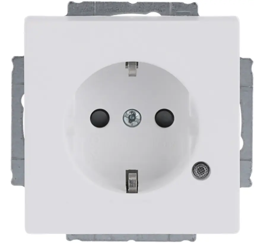 wandcontactdoos randaarde kindveilig met Led controleverlichting Future Linear studiowit mat (20 EUCBL-884)