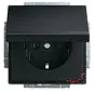 wandcontactdoos randaarde met klapdeksel Future Linear zwart mat (20 EUK-885)