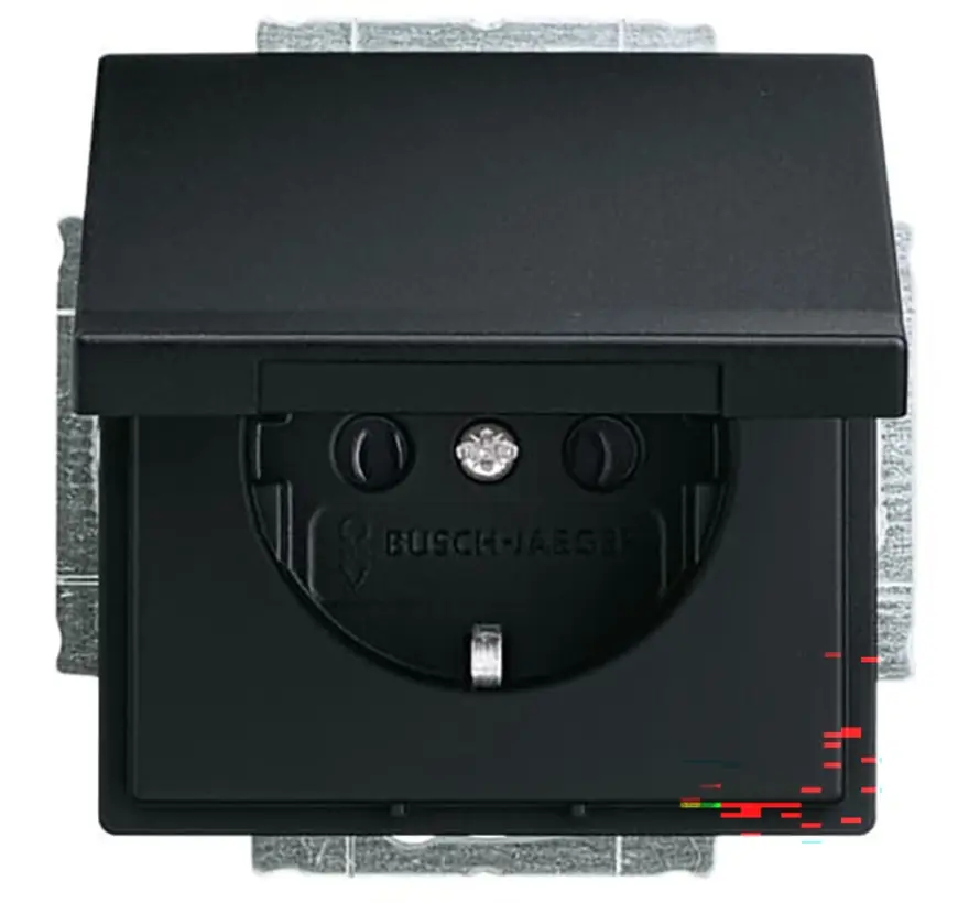 wandcontactdoos randaarde met klapdeksel Future Linear zwart mat (20 EUK-885)