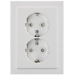 Busch-Jaeger wandcontactdoos 2-voudig randaarde Safety+ voor ovale 1,5 inbouwdoos Future Linear studiowit glans (302EUJT-84)