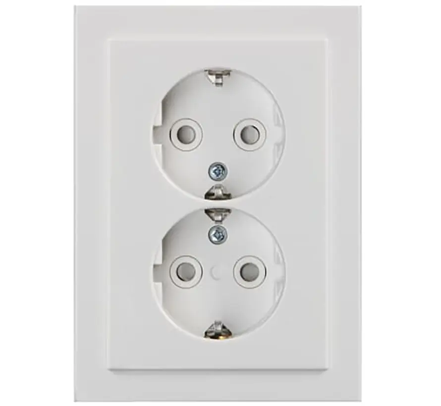 wandcontactdoos 2-voudig randaarde Safety+ voor ovale 1,5 inbouwdoos Future Linear studiowit glans (302EUJT-84)