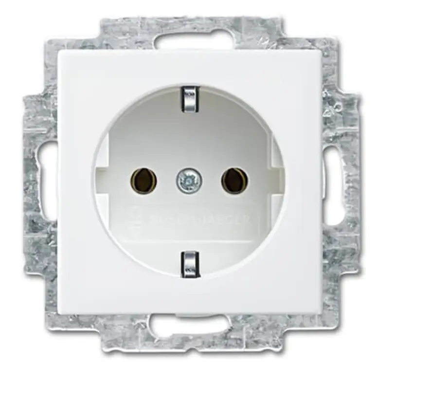 wandcontactdoos randaarde schroefklem Balance SI wit glans (2300 EUC-914)