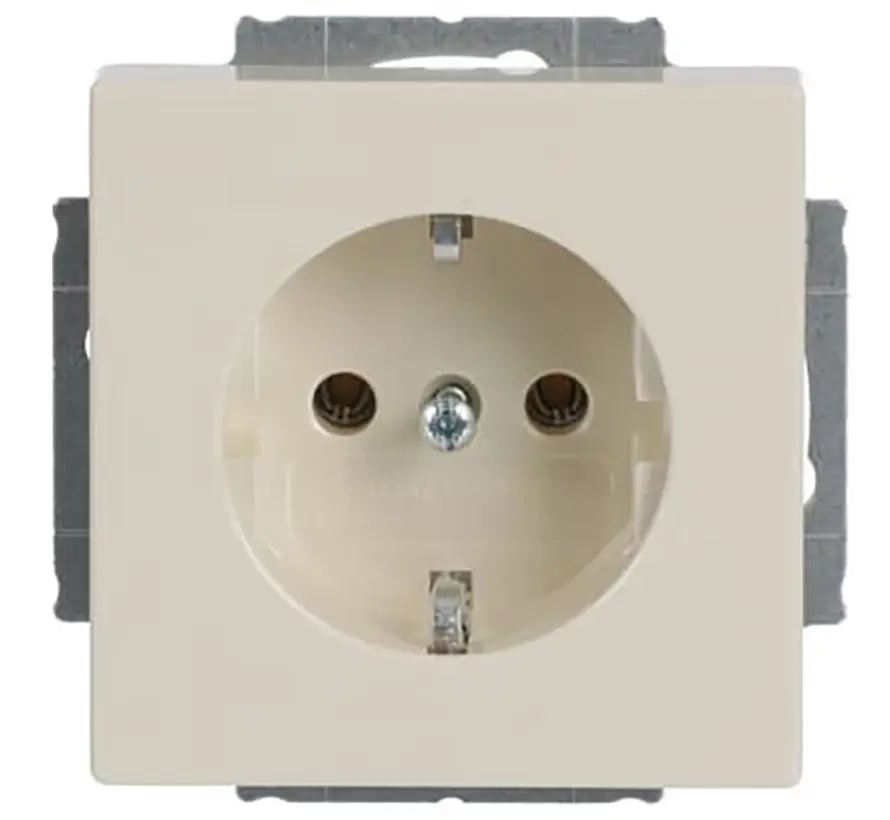 wandcontactdoos randaarde steekklem Future Linear creme glanzend (20 EUCR-82-503)