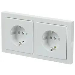 Busch-Jaeger wandcontactdoos 2-voudig randaarde voorbedraad voor duo-inbouwdoos Future Linear studiowit glans (20-2 EUCJ-184K-503)