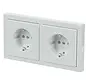 wandcontactdoos 2-voudig randaarde voorbedraad voor duo-inbouwdoos Future Linear studiowit glans (20-2 EUCJ-184K-503)