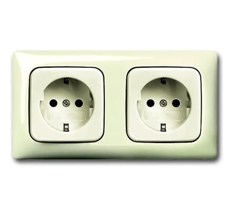 wandcontactdoos 2-voudig randaarde voorbedraad voor duo-inbouwdoos Standaard SI Linear (20-2 EUCJ-212K-503)
