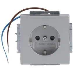 Busch-Jaeger wandcontactdoos randaarde Safety+ met LED-oriëntatieverlichting Future Linear aluzilver (20 EUCBLI-83)