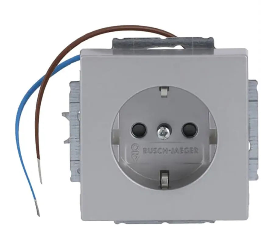 wandcontactdoos randaarde Safety+ met LED-oriëntatieverlichting Future Linear aluzilver (20 EUCBLI-83)