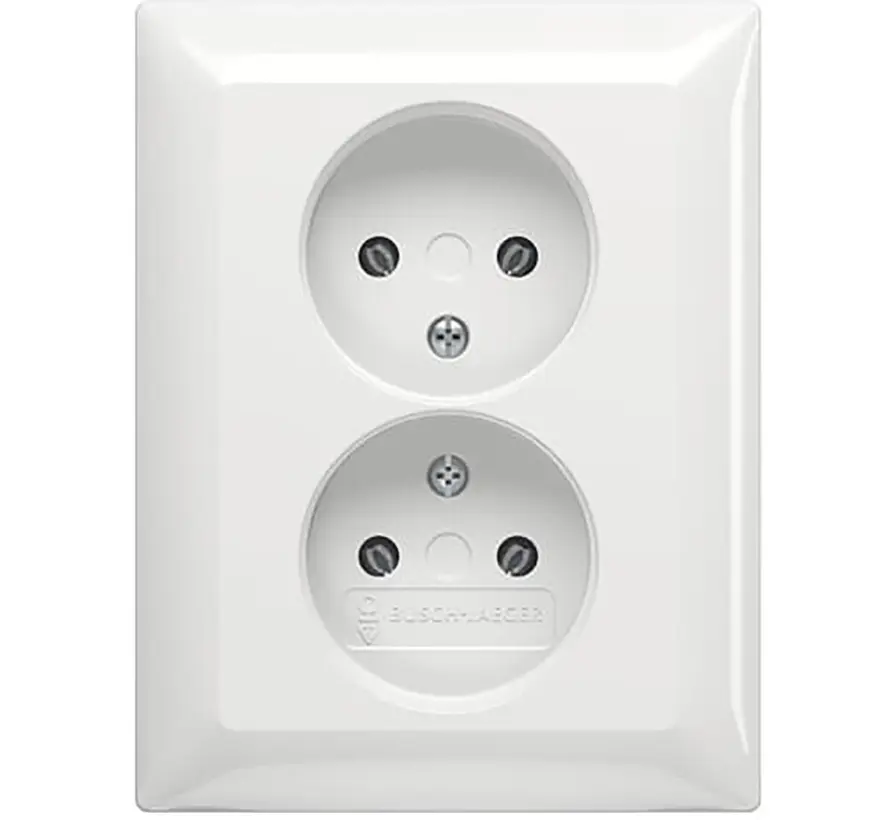 wandcontactdoos 2-voudig zonder randaarde voor enkele inbouwdoos Balance SI wit glans (202 UJR-914)
