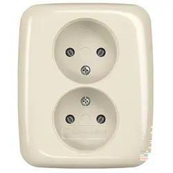 Busch-Jaeger wandcontactdoos 2-voudig zonder randaarde voor enkele inbouwdoos Standaard SI (202 ujr-212)