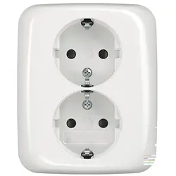 Busch-Jaeger wandcontactdoos 2-voudig randaarde kindveilig voor enkele inbouwdoos Reflex SI (202 EUJB-214)