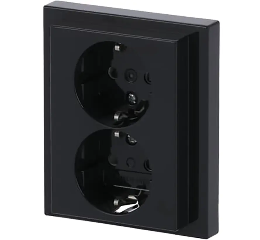 wandcontactdoos 2-voudig randaarde kindveilig voor enkele inbouwdoos Future Linear antraciet glans (202 EUJB-81)