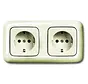 wandcontactdoos 2-voudig randaarde voorbedraad voor duo-inbouwdoos Standaard SI (20-2 EUCJ-212-503)