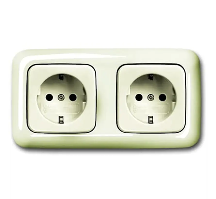 wandcontactdoos 2-voudig randaarde voorbedraad voor duo-inbouwdoos Standaard SI (20-2 EUCJ-212-503)