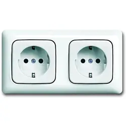 Busch-Jaeger wandcontactdoos 2-voudig randaarde voorbedraad voor duo-inbouwdoos Reflex SI Linear (20-2 EUCJ-214K-503)