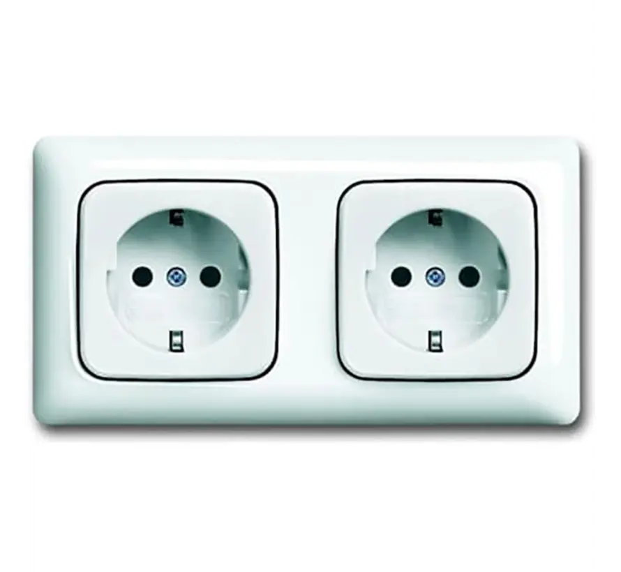 wandcontactdoos 2-voudig randaarde voorbedraad voor duo-inbouwdoos Reflex SI Linear (20-2 EUCJ-214K-503)
